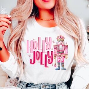 Preppy Holly Jolly Nutcracker Long Sleeve Tee Christmas